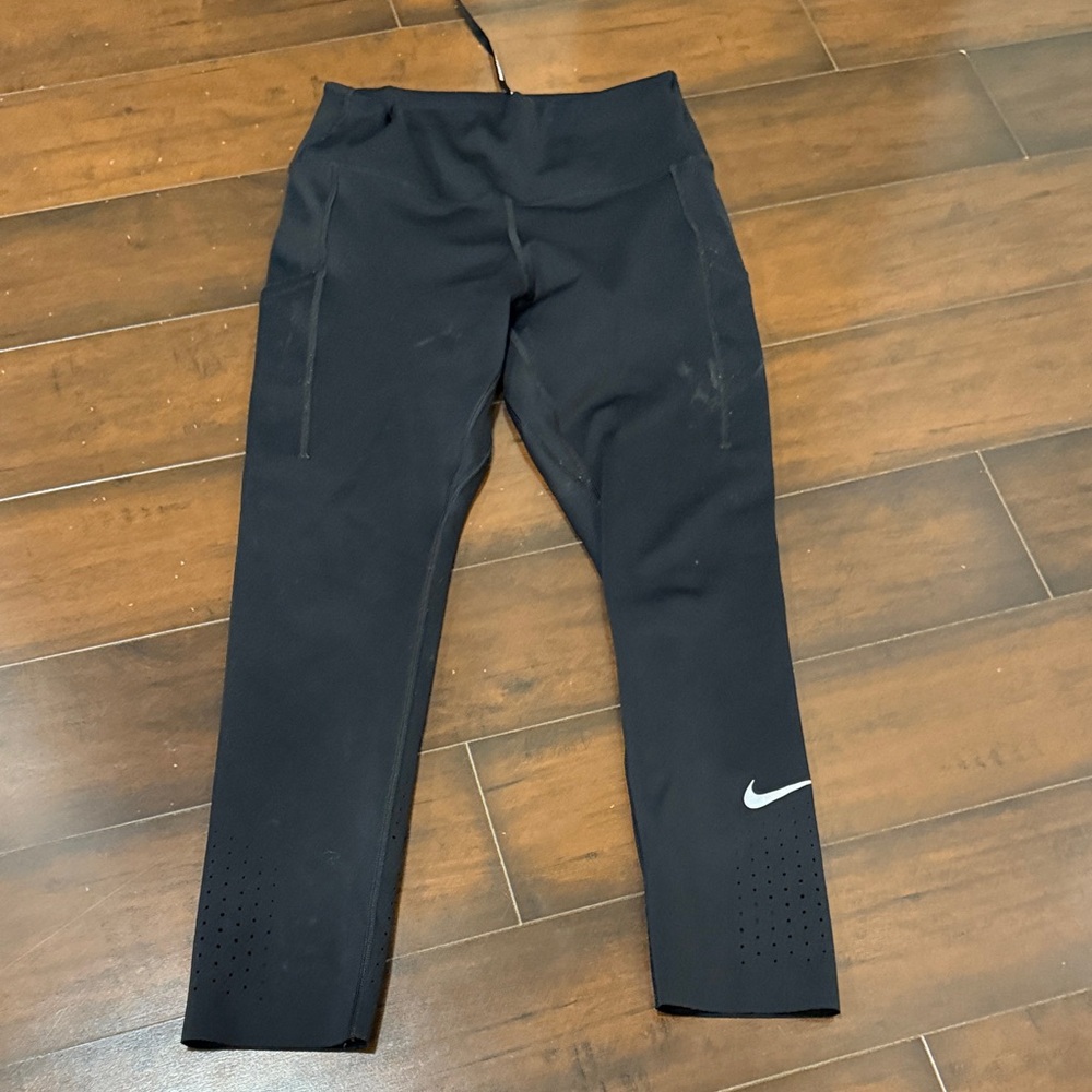 Nike Kids Black Leggings with White Logo